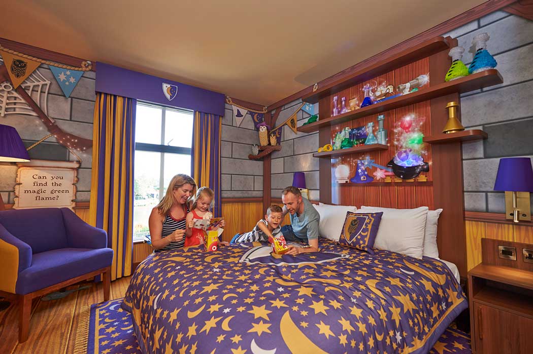 The parents’ area of one of the wizard-themed rooms at the Legoland Castle Hotel (Photo © Legoland Windsor Resort)