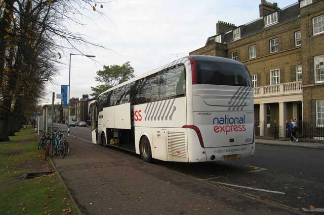 National Express coach stop on Parkside in Cambridge, Cambridgeshire (Photo: Given Up [CC BY-SA 2.0])