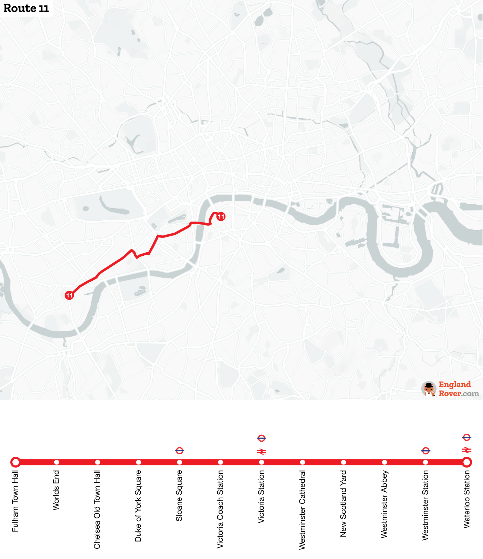 Map of London bus route 11