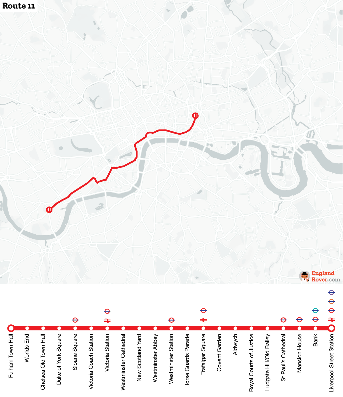 Map of London bus route 11