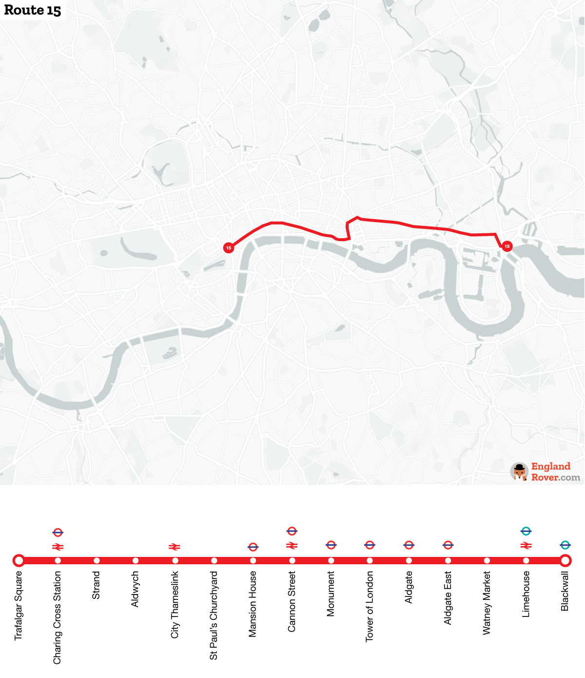Map of London bus route 15