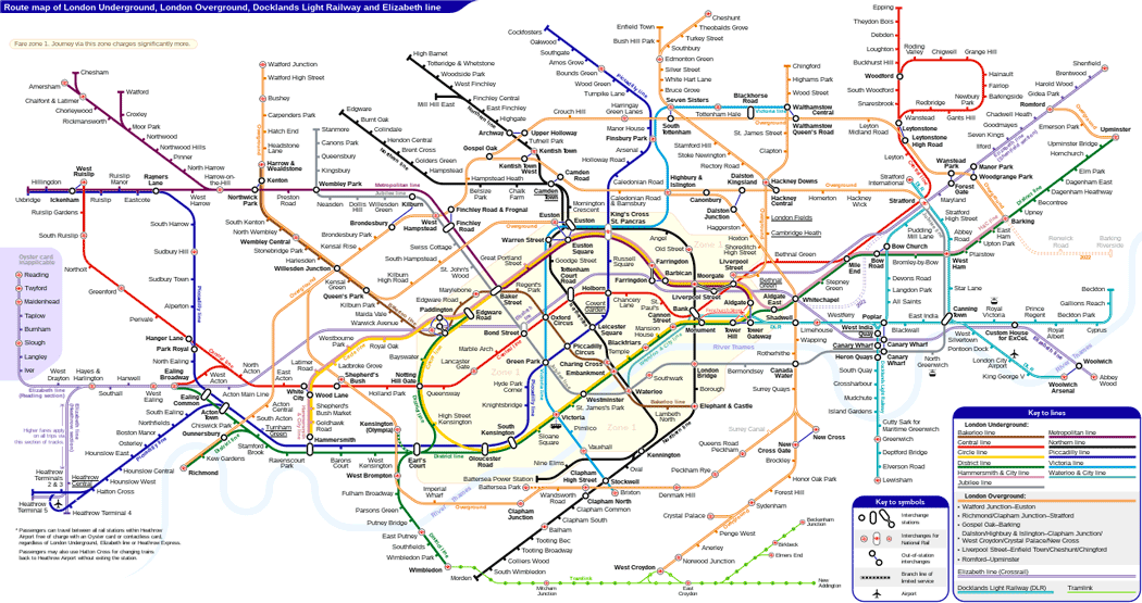 Unofficial map of the London Underground network including fare zones. (Photo: Sameboat [CC BY-SA 4.0])