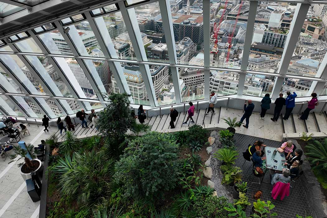 The Sky Garden is one London’s best free attractions. It offers three levels of viewing platforms along with bars and restaurants. (Photo © 2025 Rover Media)