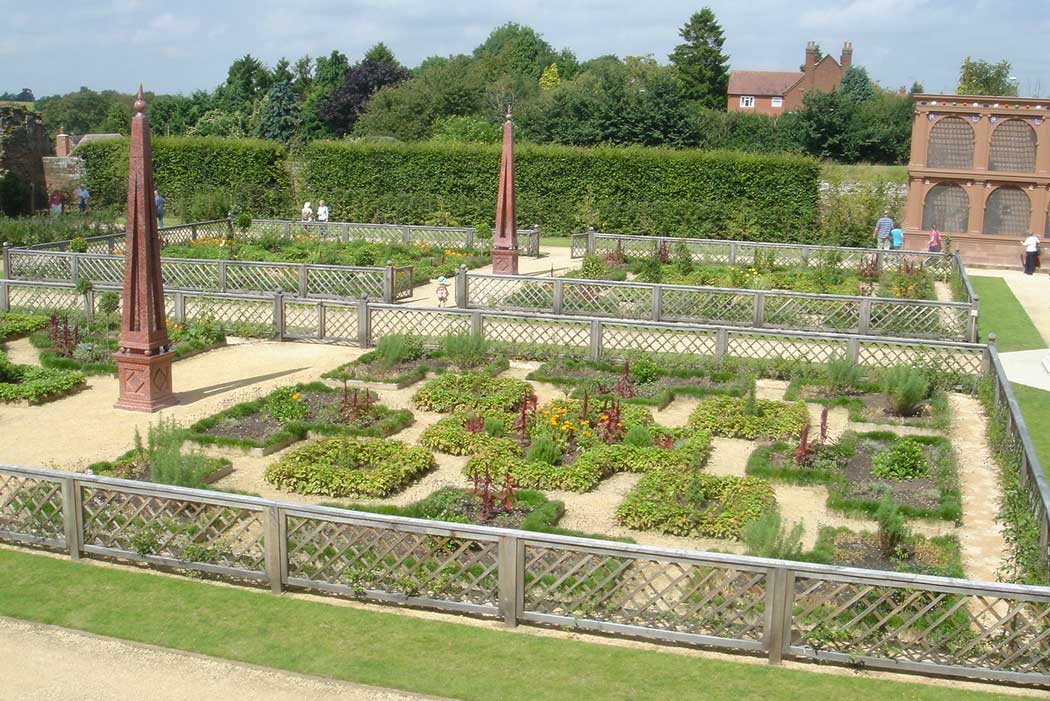 The restored Elizabethan knot gardens, designed to reproduce the appearance of the gardens in 1575.