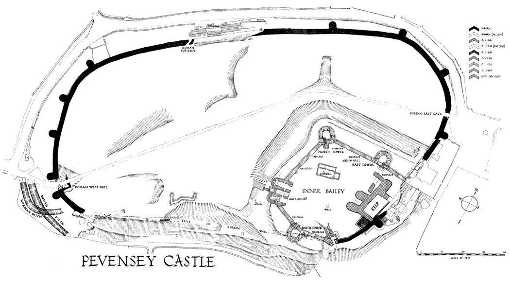 Plan on Pevensey Castle in Pevensey, East Sussex