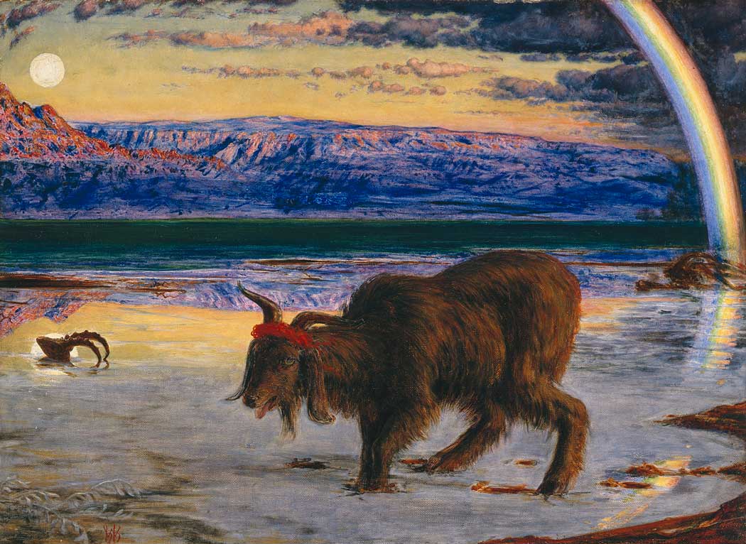 The Scapegoat (1854–55 by William Holman Hunt. Hunt painting two versions of this painting and you can see the other copy at the Lady Lever Art Gallery in Port Sunlight near Liverpool. 