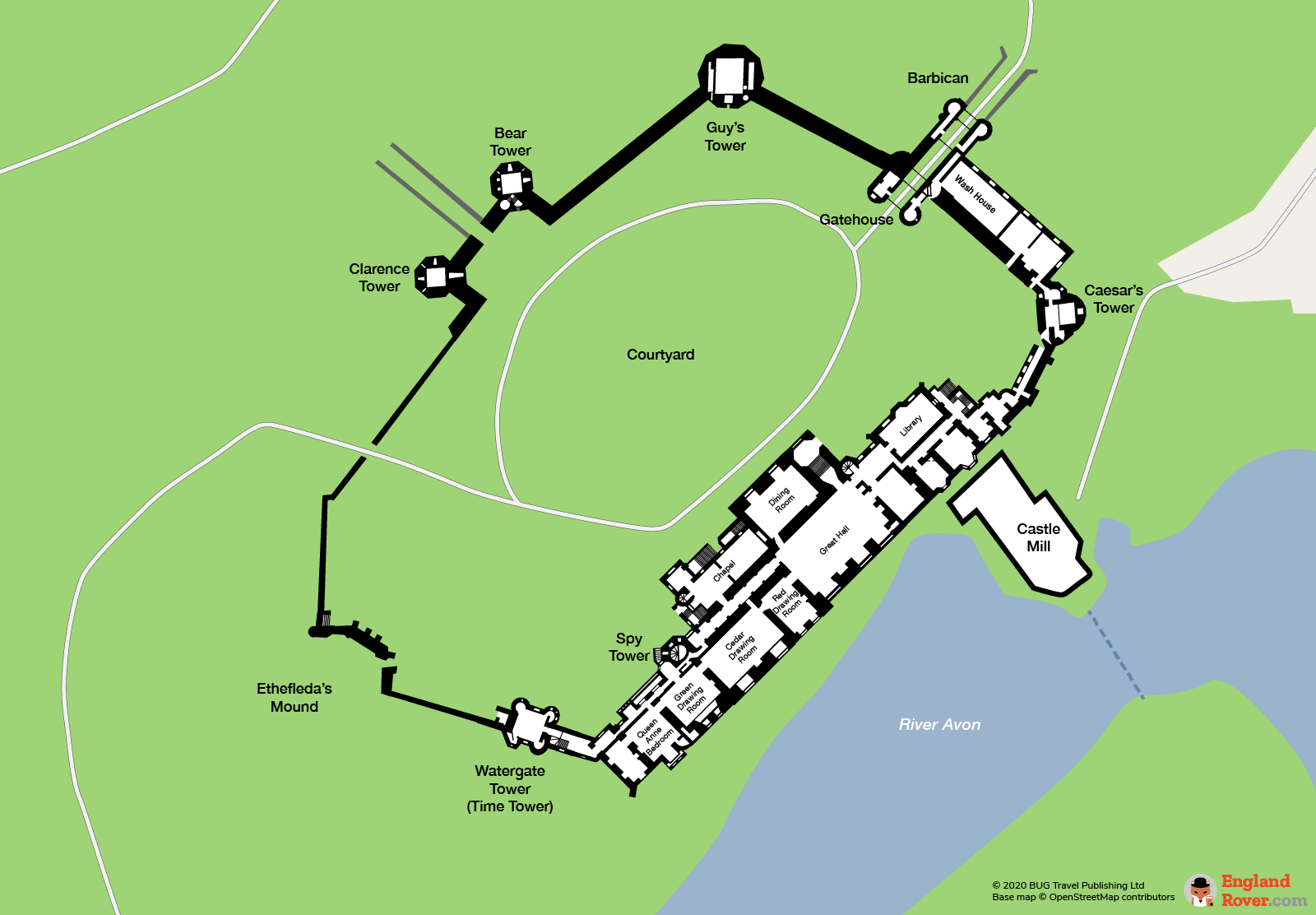 Map and floor plan of Warwick Castle
