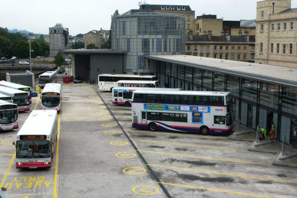 Bath bus station in Bath, Somerset 