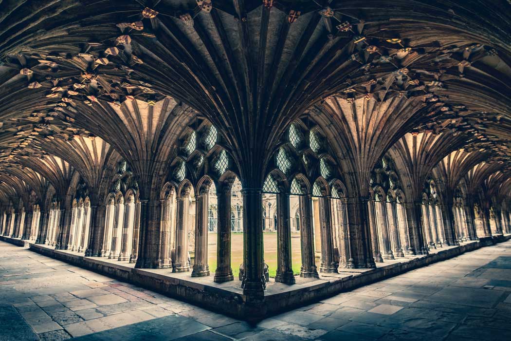 The cloisters at Canterbury Cathedral. (Photo by Zoltan Tasi on Unsplash)