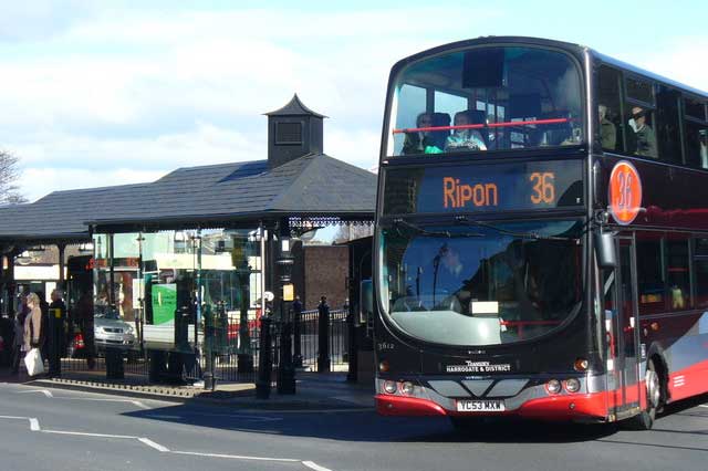Harrogate Bus Company's bus 36 at Harrogate bus station in Harrogate, North Yorkshire (Photo: Colin Smith [CC BY-SA 2.0])