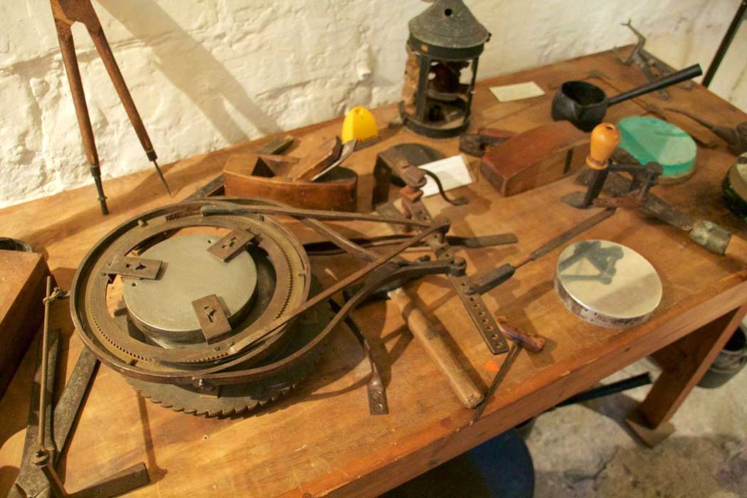 A replica of the mirror and lens polishing machine used by William Herschel (the original is in the Science Museum in London).