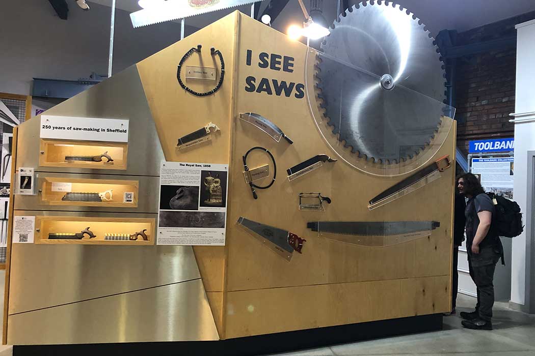 There’s also an exhibit about stainless steel saws made in Sheffield. (Photo © 2024 Rover Media)