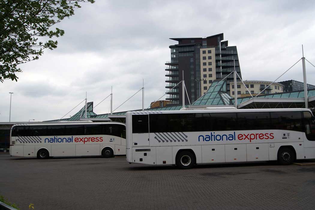 National Express coaches at Leeds City Bus and Coach Station in Leeds, West Yorkshire (Photo: Mtaylor848 [CC BY-SA 3.0])