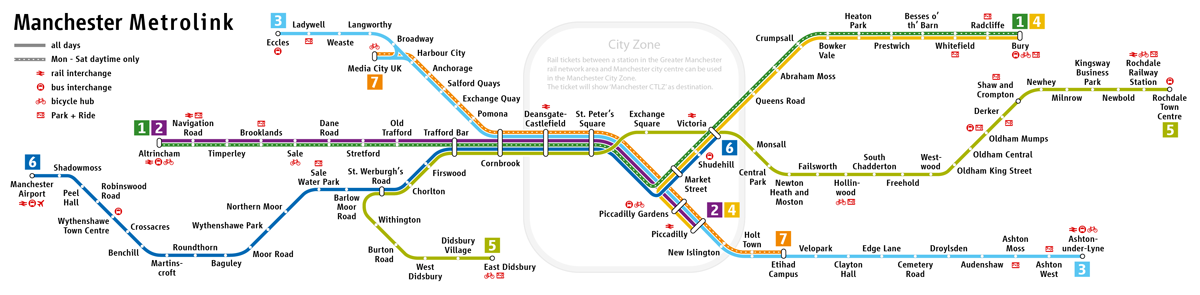 Manchester Metrolink Network Map   Manchester Metrolink Tram Network Map 