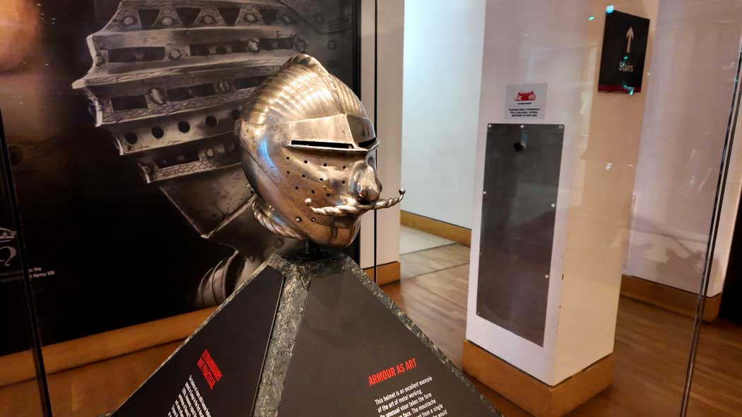Dating from 1520, this German helmet features a moustache. (Photo © 2025 Rover Media)