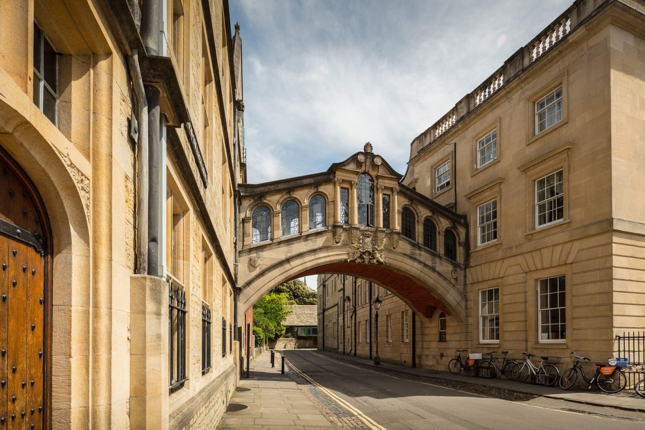 Hertford Bridge (more commonly known as the Bridge of Sighs) crosses New College Lane in central Oxford where it connects the Old and New Quadrangles of Hertford College.