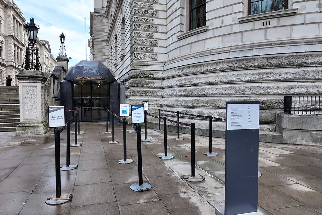 The main entrance to the Churchill War Rooms. (Photo © 2024 Rover Media Pty Ltd)