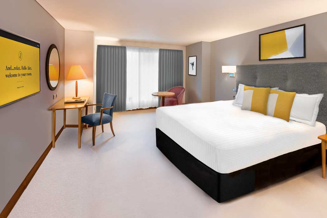 The hotel rooms are bright with lots of natural light and feature a colour scheme that features splashes of the brand’s trademark yellow. (Photo: IHG)