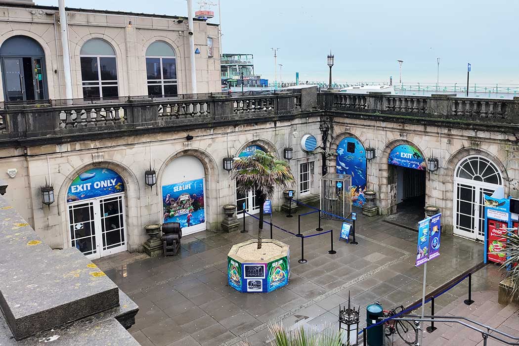 The entrance to the SEA LIFE Brighton aquarium in Brighton, East Sussex. (Photo © 2024 Rover Media Pty Ltd)
