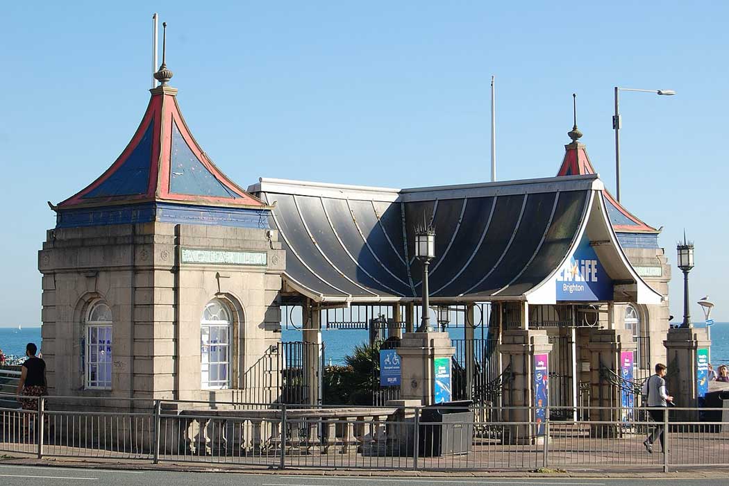 The entrance to the SEA LIFE Brighton aquarium in Brighton, East Sussex.