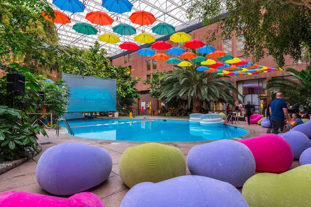 The hotel’s poolside cinema. (Photo: Marriott)