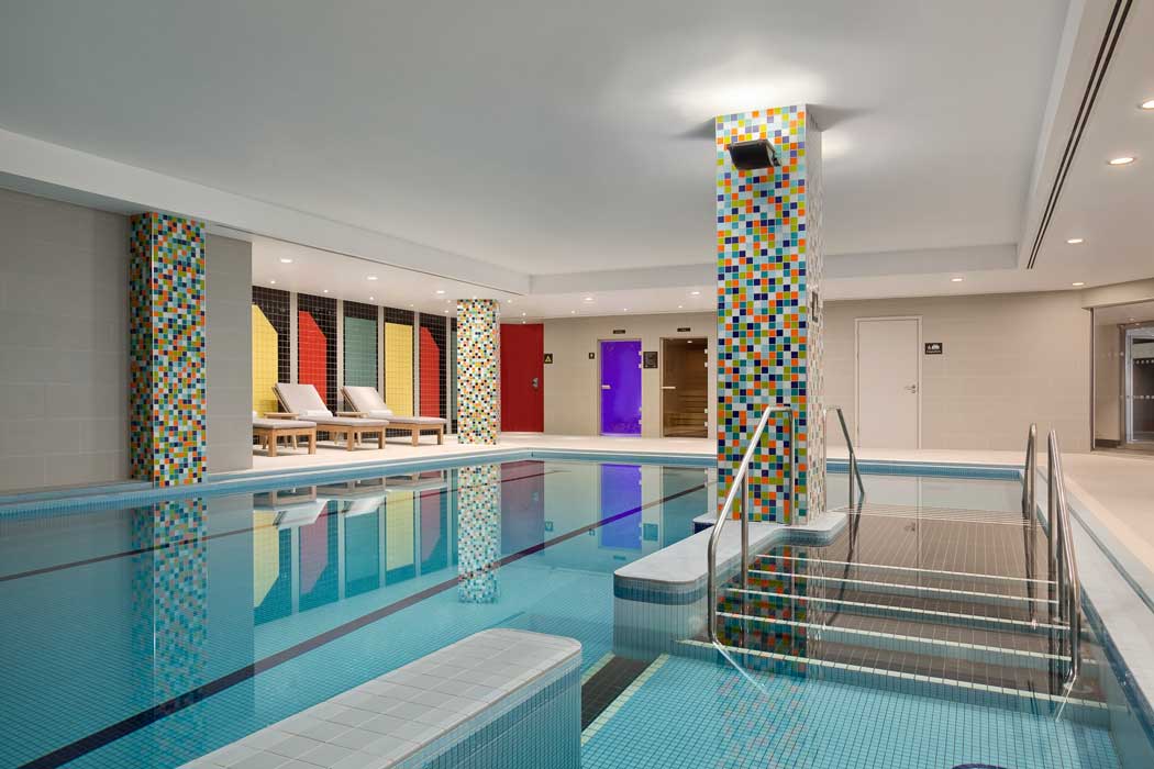 A heated indoor swimming pool is among the leisure facilities at the Hilton London Wembley hotel. (Photo © 2019 Hilton)