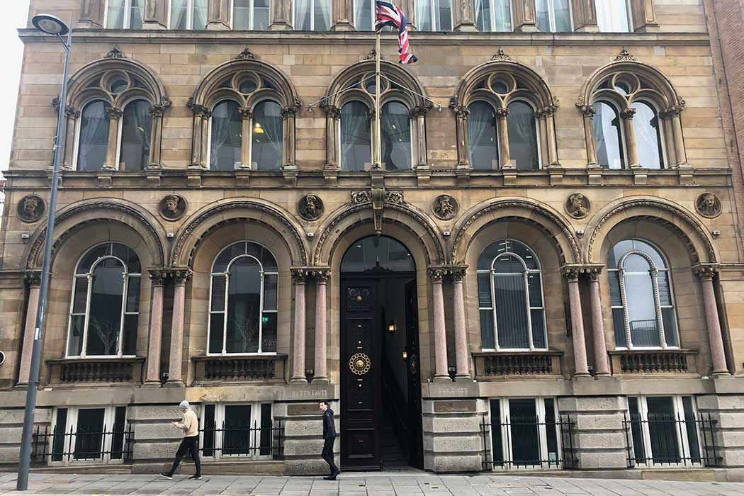 The Racquet Club Hotel is a small eight-room boutique hotel located inside the Hargreaves Building, which was formerly home to the Liverpool Racquet Club. (Photo © 2024 Rover Media)