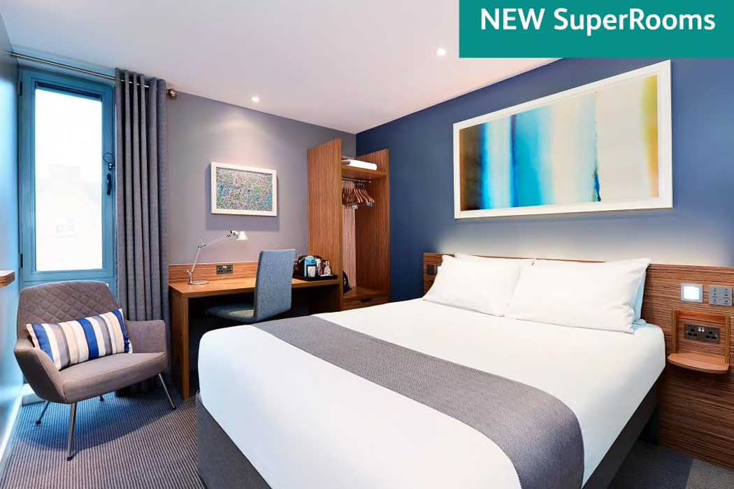 SuperRooms are a step up from a standard room and include a larger desk, more power points, a better shower and a Lavazza coffee pod machine. (Photo © Travelodge)