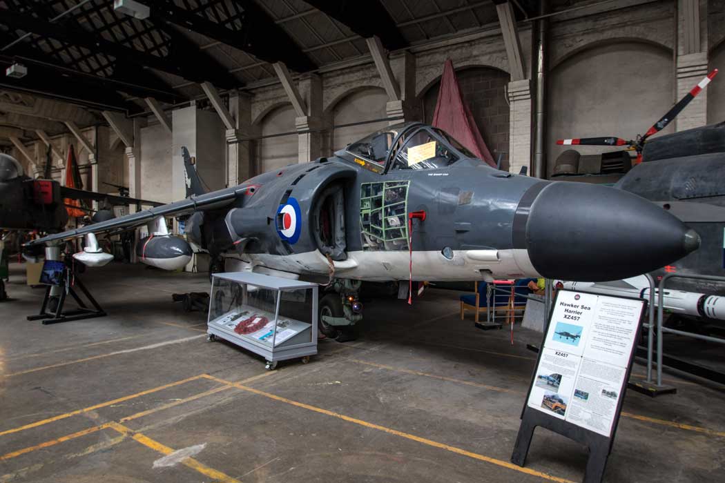 The BAe Sea Harrier FA2-ZA457 at the Boscombe Down Aviation Collection at the former Old Sarum airfield near Salisbury. The museum is a great place to visit if you’re an aviation enthusiast and visitors are able to sit in more aircraft cockpits here than anywhere else in the United Kingdom. (Photo: Steve Lynes [CC BY-SA 2.0])
