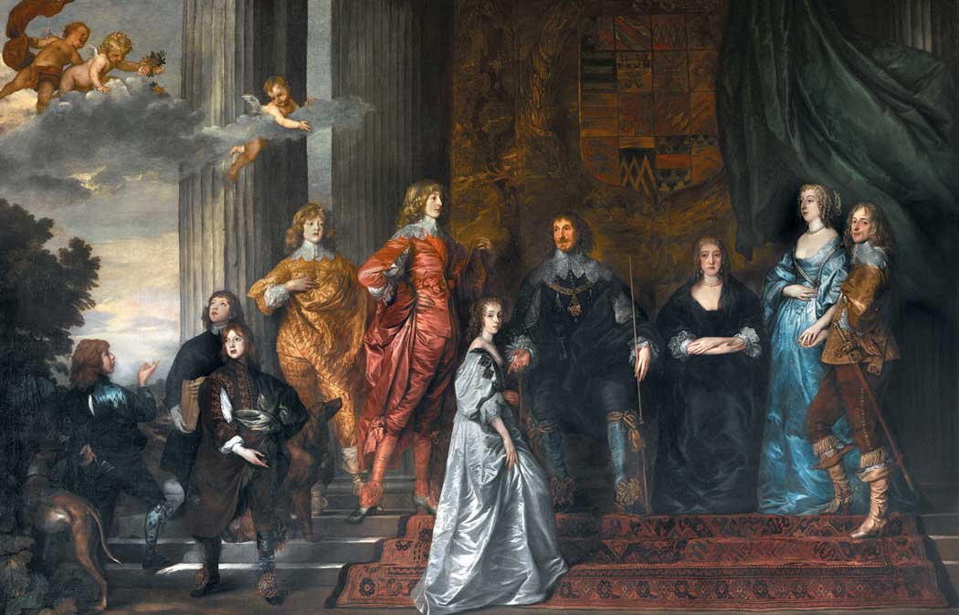 Wilton House is noted for its extensive art collection with a number of works by Van Dyck and Teniers. The collection includes this portrait by Anthony Van Dyck of Philip Herbert, 4th Earl of Pembroke with his family (1634–35).