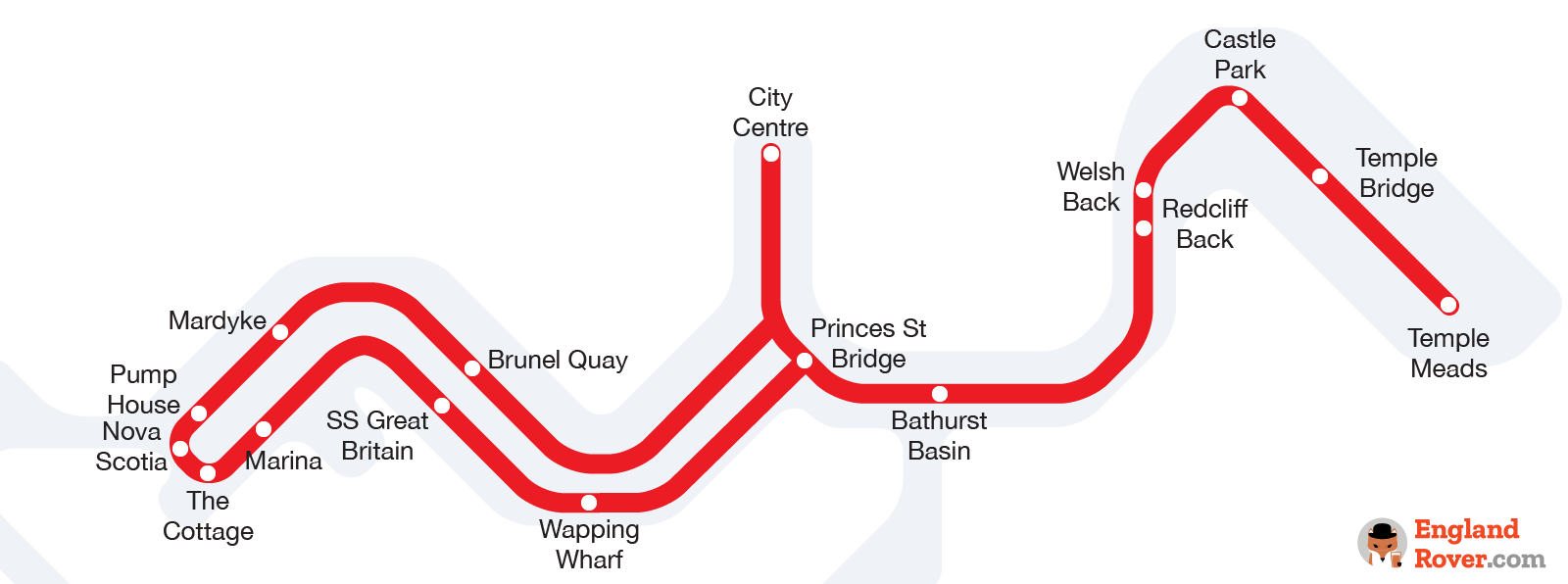 Bristol Harbour Ferry route map