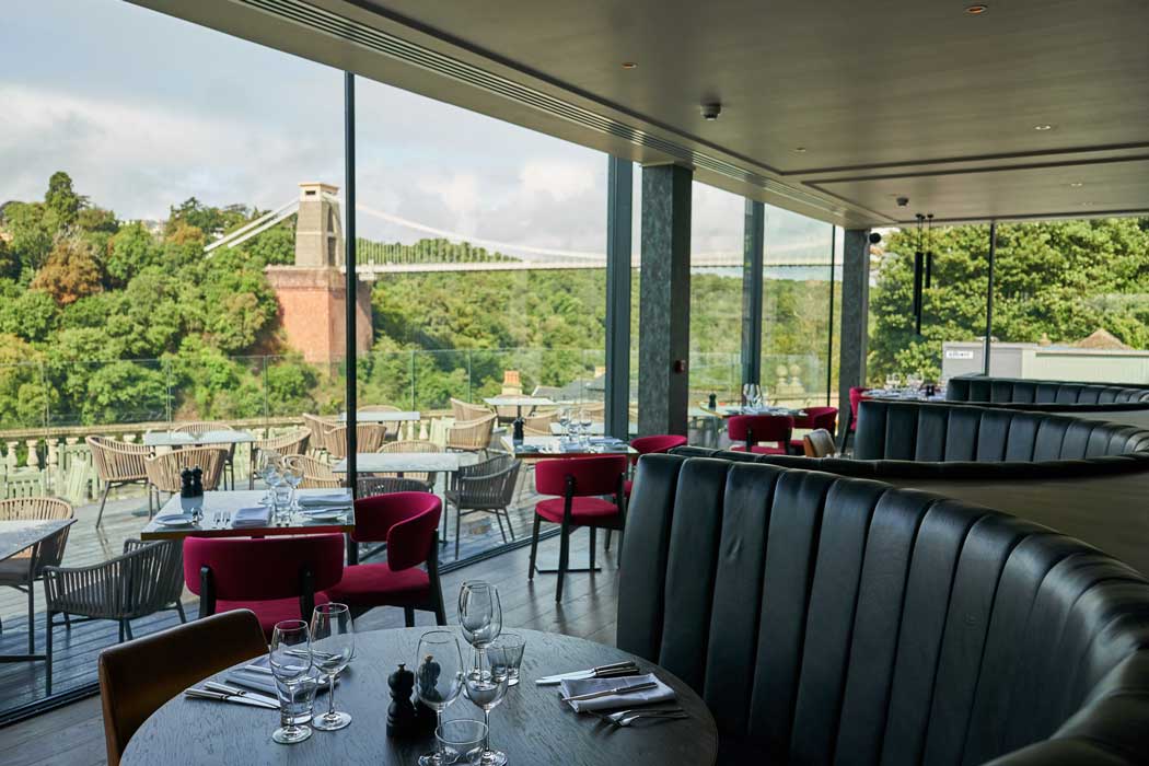 The hotel’s Goram & Vincent restaurant has spectacular views of the Clifton Suspension Bridge and the Avon Gorge. (Photo: Hotel du Vin [<a href="https://creativecommons.org/licenses/by-nd/2.0/" rel="nofollow">CC BY-ND 2.0</a>])