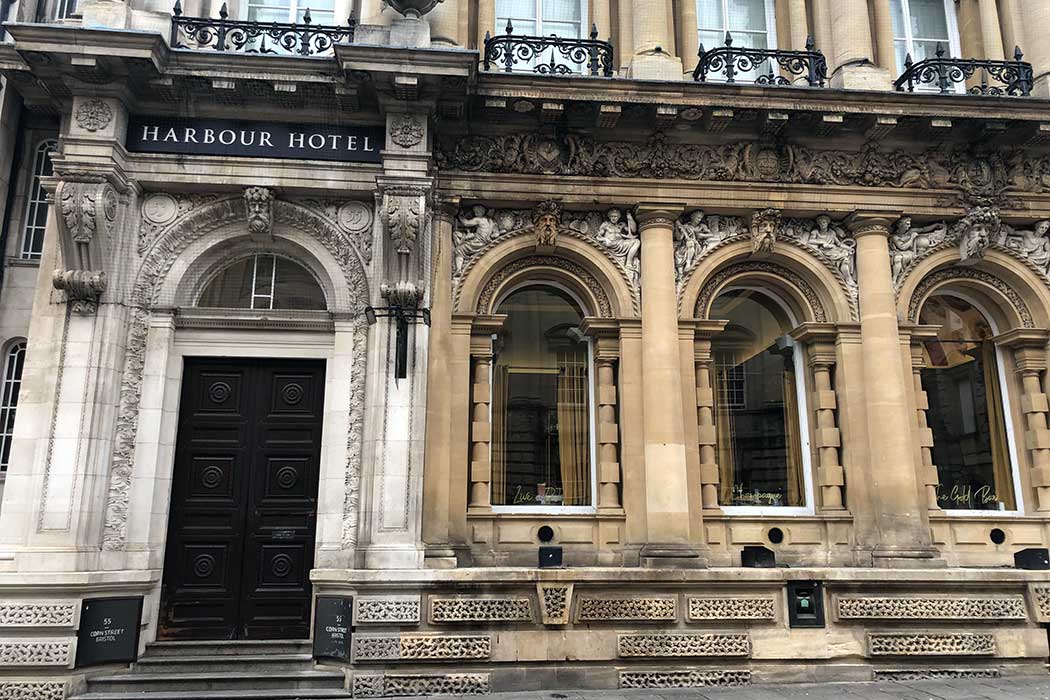 The Bristol Harbour Hotel is housed in two old banks including this former branch of Lloyds Bank, which was modelled on St Marks Library in Venice. The hotel is a sophisticated accommodation option in one of the nicest areas of the city centre. (Photo © 2024 Rover Media)