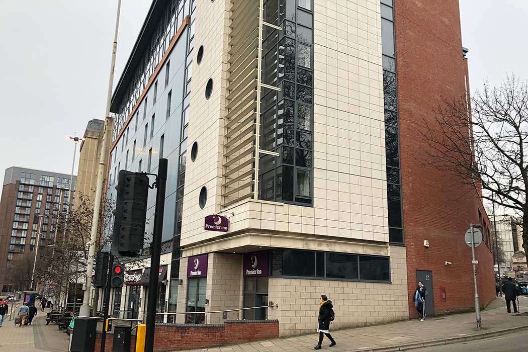 The Premier Inn Bristol Lewins Mead hotel is a modern budget hotel with a great location close to the coach station in the city centre. (Photo © 2024 Rover Media)