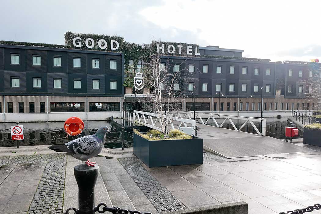 The Good Hotel is a floating hotel on the western side of the ExCeL exhibition centre in London’s Docklands. (Photo © 2024 Rover Media Pty Ltd)