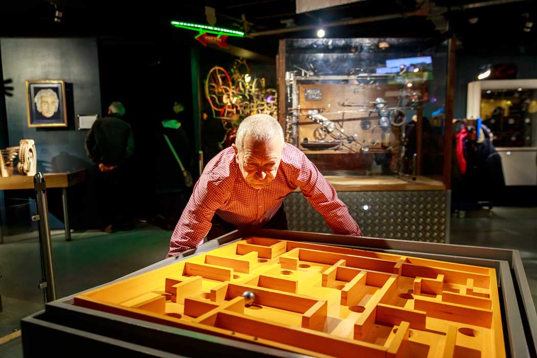 Man using the maze table at the MAD Museum in Stratford-upon-Avon. (Photo: MAD Museum)