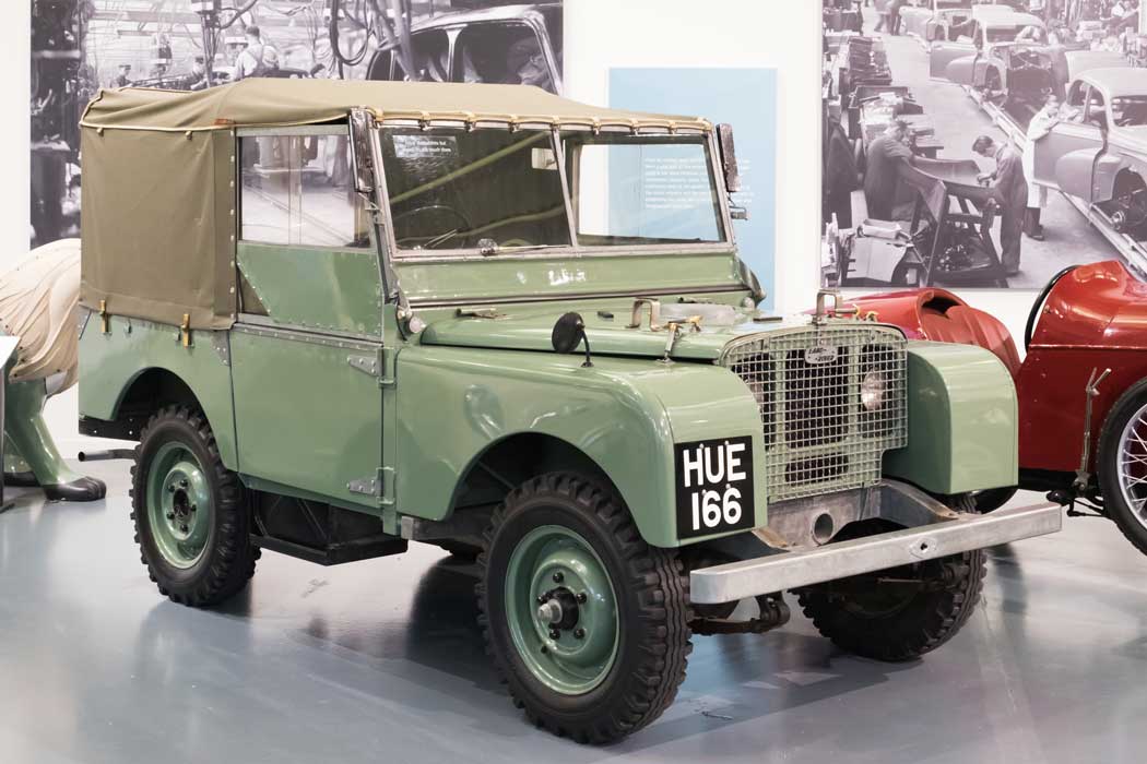 The first production Land Rover (1948) is one of more than 300 classic British cars on display at the British Motor Museum. (Photo: DeFacto [CC BY-SA 4.0])