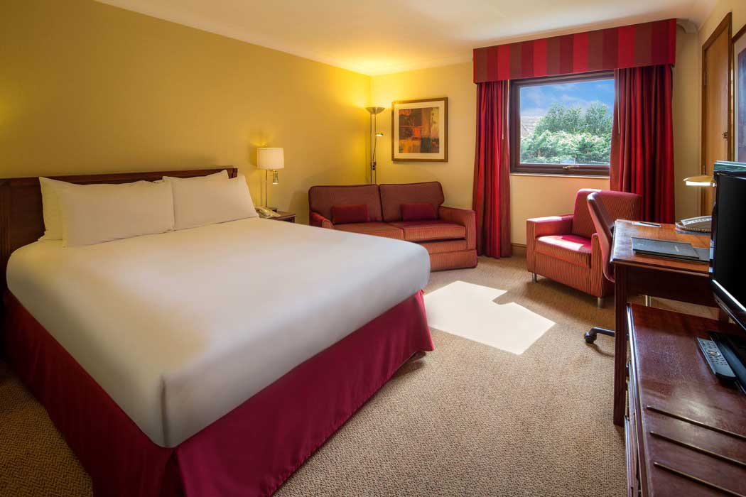 While some of the rooms at the Delta Hotels by Marriott Warwick hotel have been recently renovated with a contemporary decor, others, such as this double deluxe guest room, feel a bit dated. (Photo: Marriott)