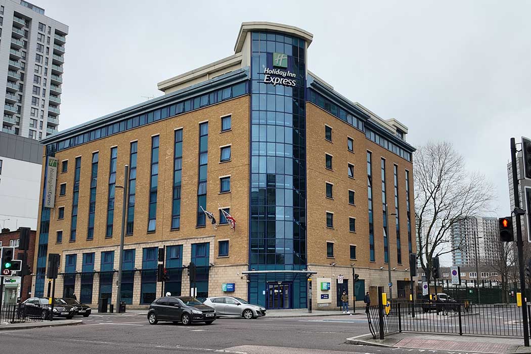 The Holiday Inn Express London Stratford hotel is an affordable accommodation option close to Stratford station, which has around one train every minute into Central London. (Photo © 2024 Rover Media Pty Ltd)