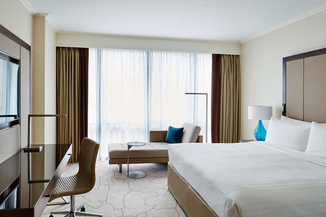 A guest room at the London Marriott Canary Wharf. (Photo: Marriott)