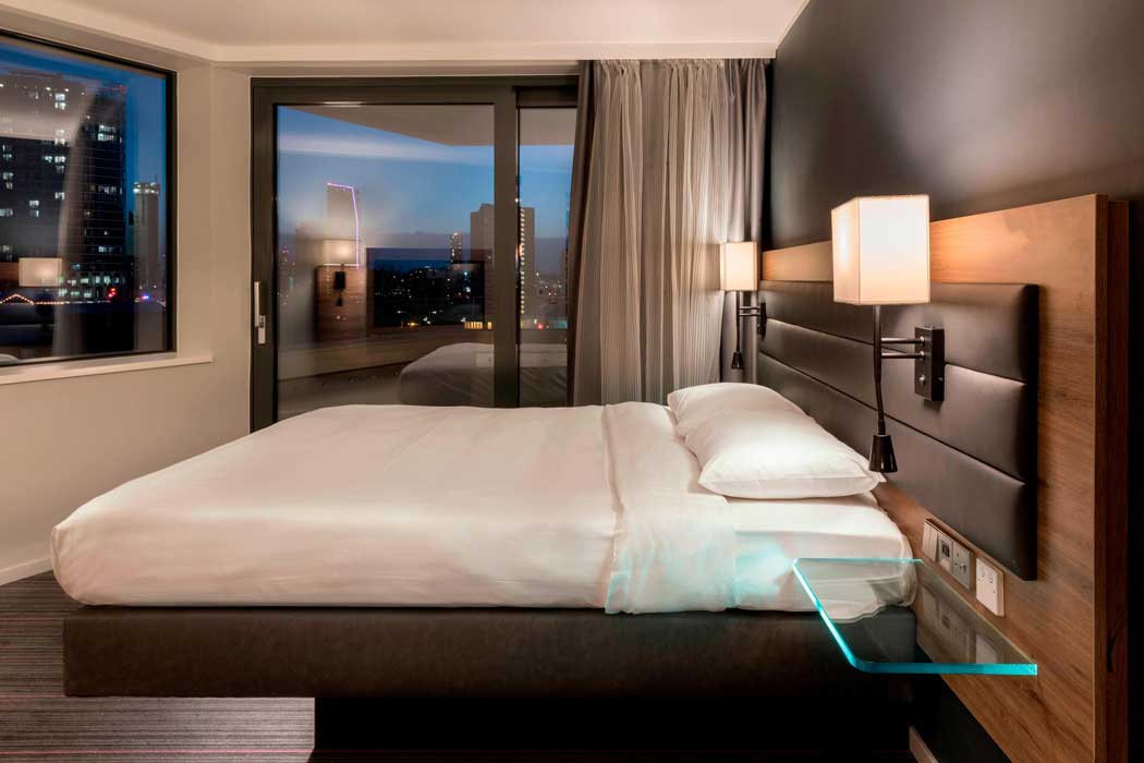 A guest room at the Moxy London Stratford hotel. (Photo: Marriott)