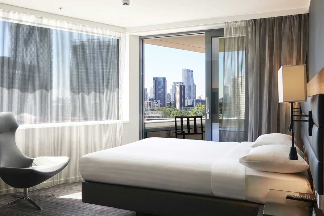 A premium Moxyfied Primo Sleeper room. (Photo: Marriott)