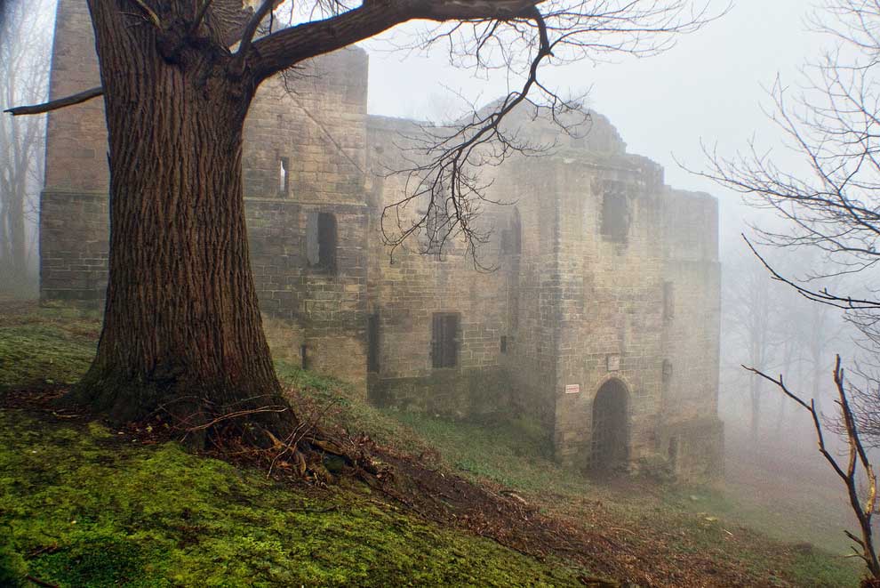 The 14th-century Harewood Castle is located at the northeastern corner of the estate, just a short distance north of Harewood village. (Photo: TJ Blackwell [CC BY-SA 3.0])