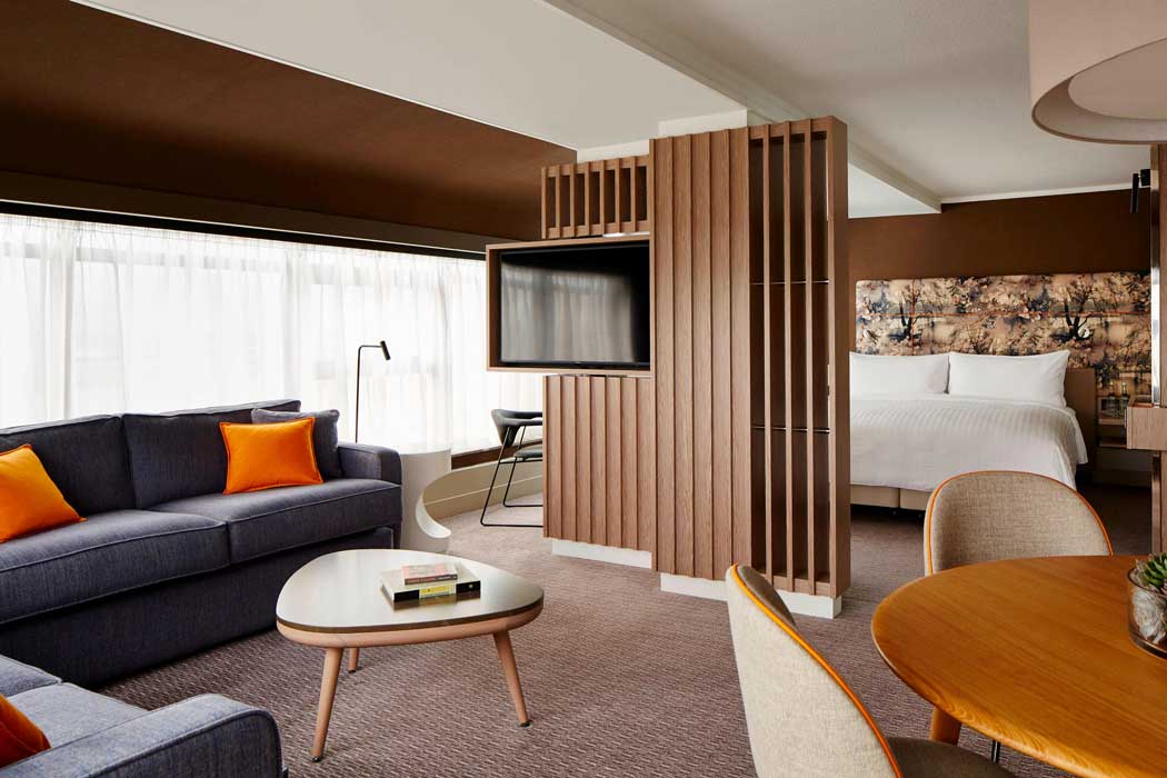 The Skyline king suite has separate sleeping and living areas. (Photo: Marriott)