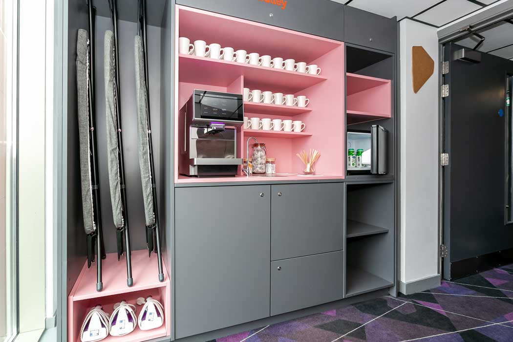 Each floor has a self-serve galley with ironing and tea and coffee making facilities. (Photo: YOTEL)