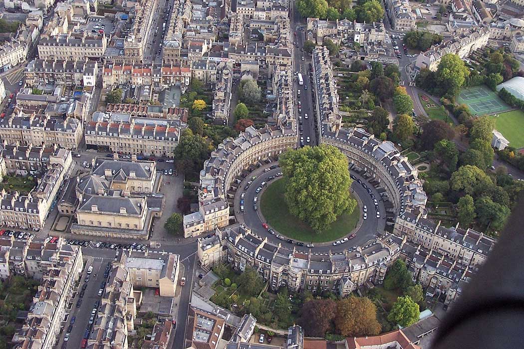 An aerial view of The Circus in Bath. (Photo: Roger Beale [CC BY-SA 2.0])