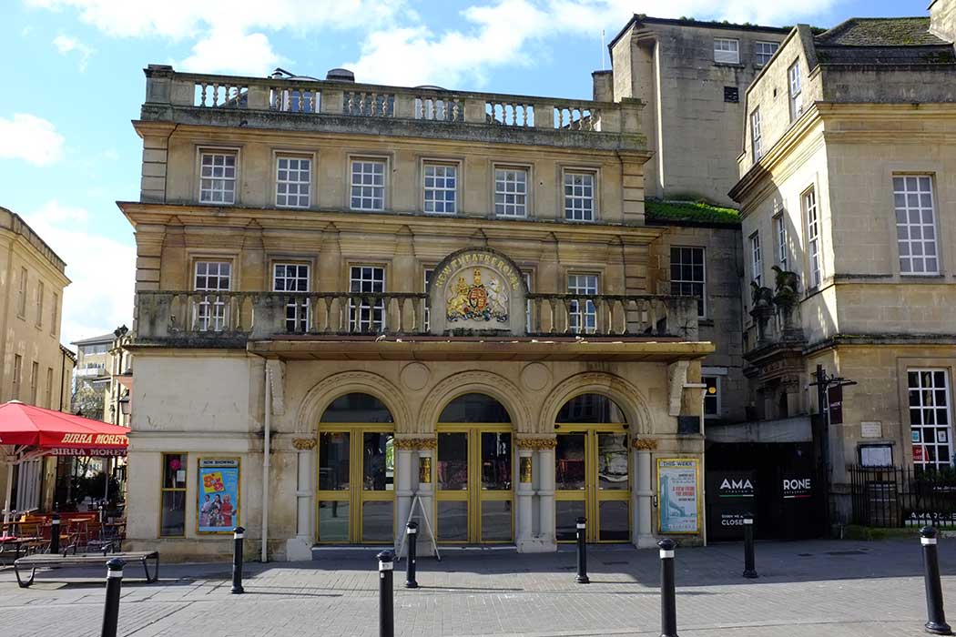 The main Saw Close entrance to the Theatre Royal Bath. The theatre has been described as ‘one of the most important surviving examples of Georgian theatre architecture’. (Photo © 2024 Rover Media)