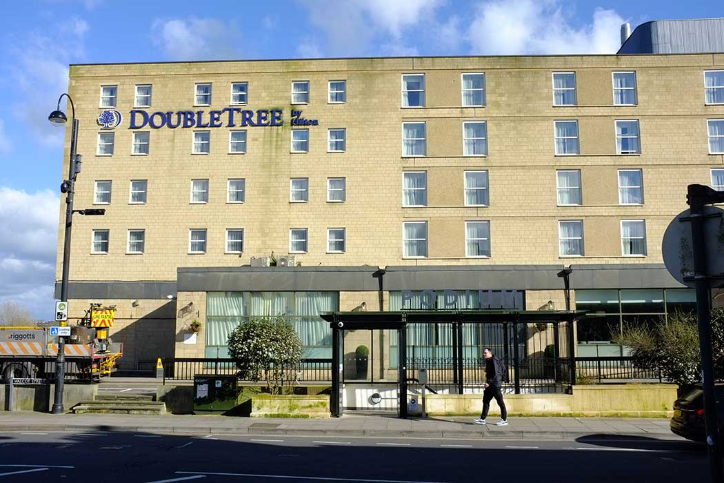 The DoubleTree by Hilton Bath hotel is a large hotel at the eastern edge of the city centre. It offers a high standard of accommodation and many of its rooms have lovely views of the River Avon. (Photo © 2024 Rover Media)
