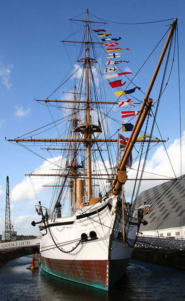 HMS Gannet is a Royal Navy Doterel-class screw sloop-of-war launched in 1878. It is one of the vessels that you are able to visit at the Chatham Historic Dockyard. (Photo: Paul Englefield [CC BY 2.0 DEED])