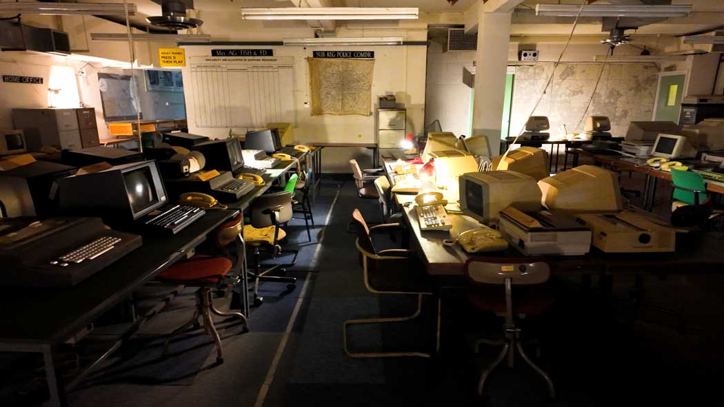 A large portion of the Secret Nuclear Bunker at Kelvedon Hatch is dedicated to office facilities, as Kelvedon Hatch would have been the nerve centre for running the country in the event of a nuclear attack. (Photo © 2024 Rover Media)